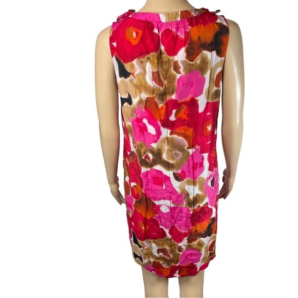 Ann Taylor Loft Floral Midi Dress Medium Ruffle Scoop Neck Sleeveless Cotton - Picture 6 of 16